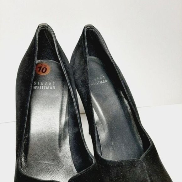 STUART WEITZMAN Genuine Suede Leather Pumps High Heel Stiletto Black Grey Sz 10 - Picture 9 of 13